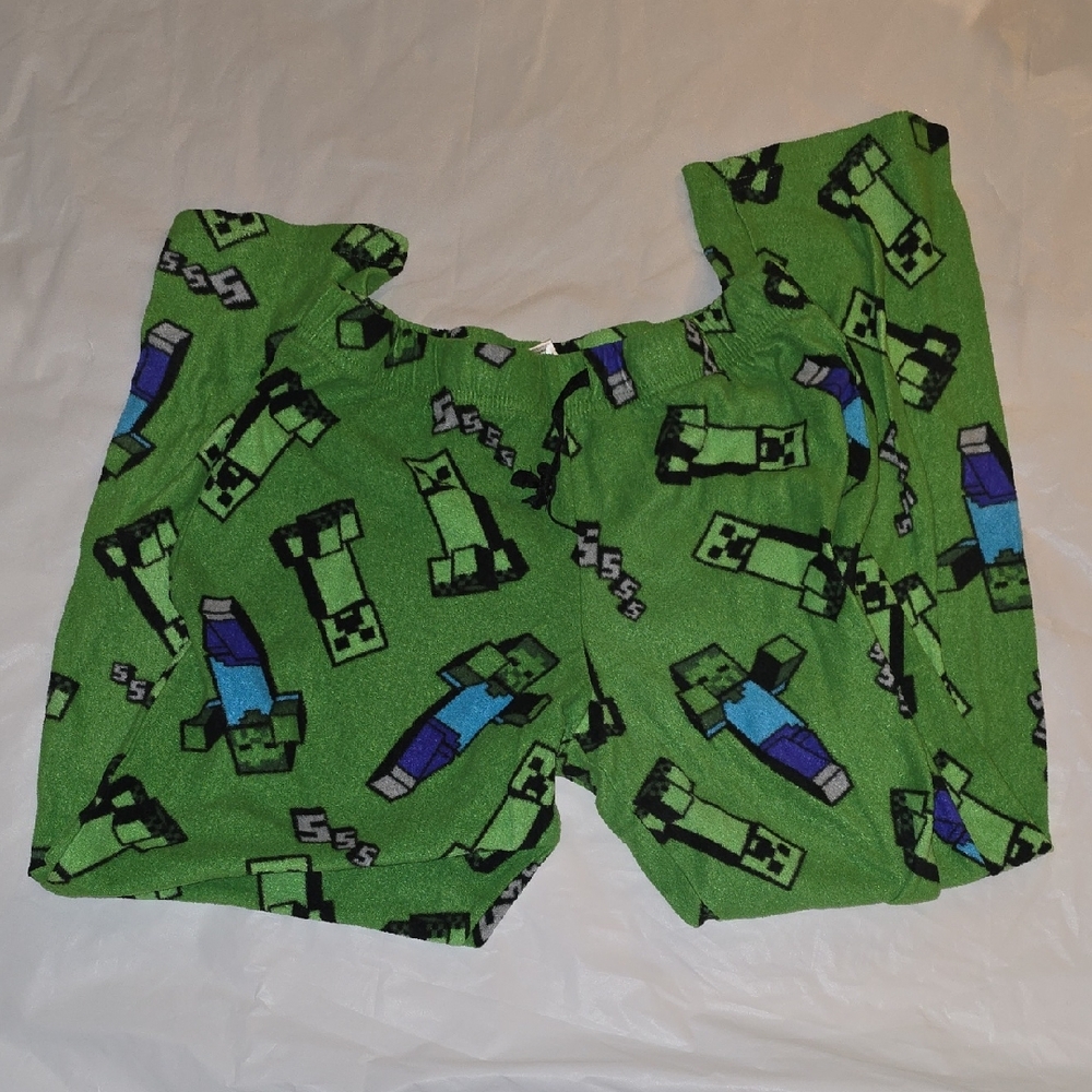 Minecraft Boys Green Creeper & Steve Pajama Pants XL